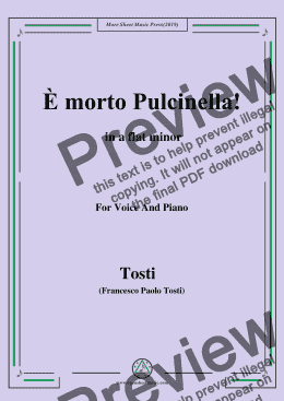 page one of Tosti-È morto Pulcinella! in a flat minor,For Voice&Pno