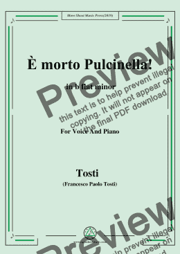 page one of Tosti-È morto Pulcinella! in b flat minor,For Voice&Pno