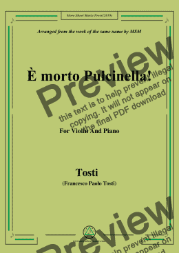 page one of Tosti-È morto Pulcinella!, for Violin and Piano