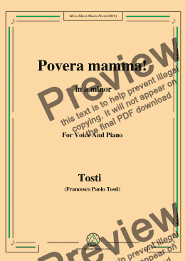 page one of Tosti-Povera mamma! in a minor,For Voice&Pno