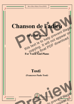 page one of Tosti-Chanson de l'adieu in a flat minor,For Voice&Pno