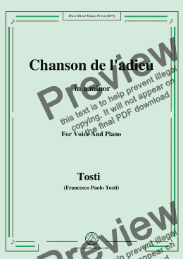 page one of Tosti-Chanson de l'adieu in a minor,For Voice&Pno