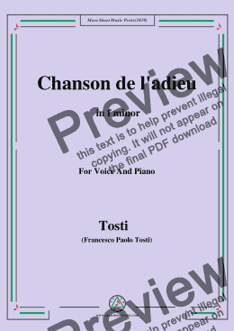page one of Tosti-Chanson de l'adieu in f minor,For Voice&Pno