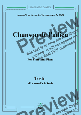 page one of Tosti-Chanson de l'adieu, for Flute and Piano