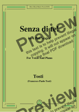 page one of Tosti-Senza di te! in A flat Major,For Voice&Pno
