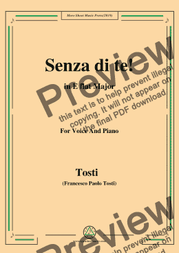 page one of Tosti-Senza di te! in E flat Major,For Voice&Pno