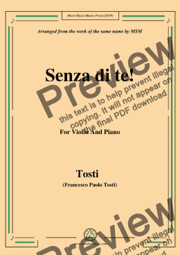 page one of Tosti-Senza di te!, for Violin and Piano