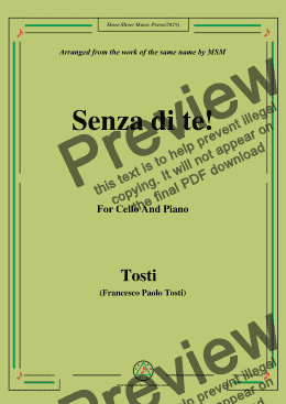 page one of Tosti-Senza di te!, for Cello and Piano