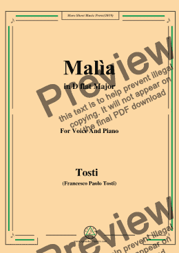 page one of Tosti-Malìa in D flat Major,For Voice&Pno