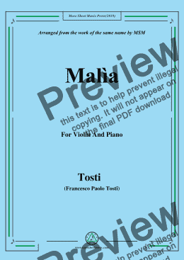 page one of Tosti-Malìa,for Violin and Piano