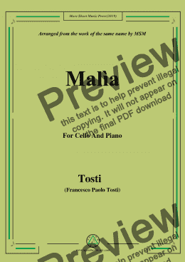 page one of Tosti-Malìa,for Cello and Piano