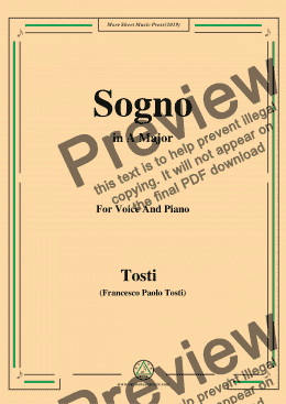 page one of Tosti-Sogno in A Major,For Voice&Pno