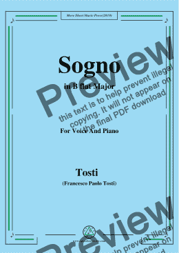 page one of Tosti-Sogno in B flat Major,For Voice&Pno