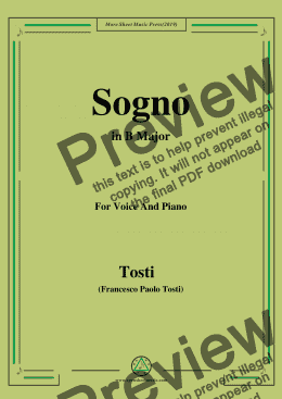 page one of Tosti-Sogno in B Major,For Voice&Pno