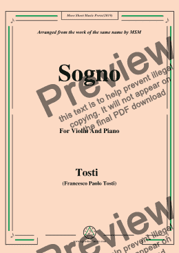 page one of Tosti-Sogno, for Violin and Piano