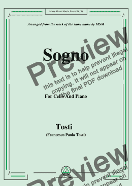 page one of Tosti-Sogno, for Cello and Piano