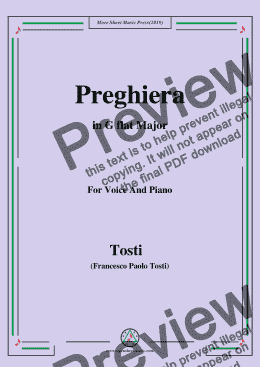 page one of Tosti-Preghiera in G flat Major,For Voice&Pno
