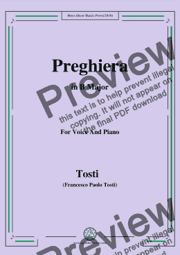 page one of Tosti-Preghiera in B Major,For Voice&Pno