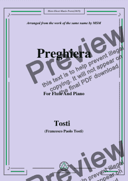 page one of Tosti-Preghiera, for Flute and Piano