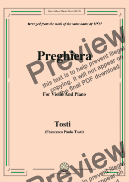 page one of Tosti-Preghiera, for Violin and Piano