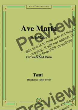 page one of Tosti-Ave Maria in B Major,For Voice&Pno