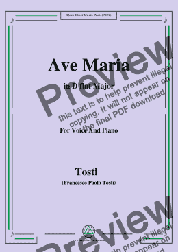 page one of Tosti-Ave Maria in D flat Major,For Voice&Pno