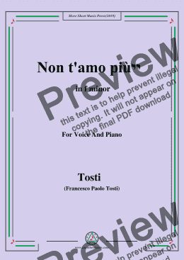 page one of Tosti-Non t'amo più! in f minor,For Voice&Pno