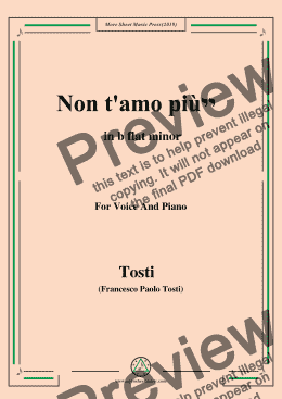 page one of Tosti-Non t'amo più! in b flat minor,For Voice&Pno