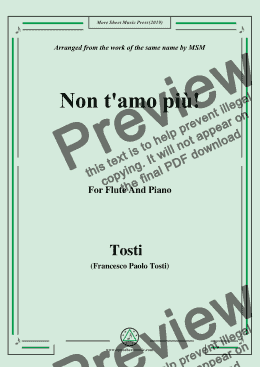 page one of Tosti-Non t'amo più!, for Flute and Piano