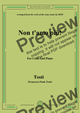 page one of Tosti-Non t'amo più!, for Cello and Piano