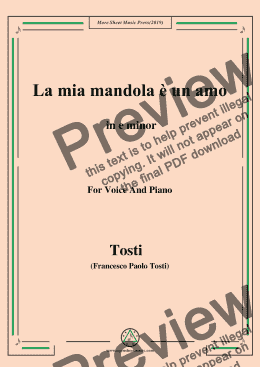 page one of Tosti-La mia mandola è un amo in e minor,For Voice&Pno