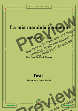page one of Tosti-La mia mandola è un amo in c sharp minor,For Voice&Pno