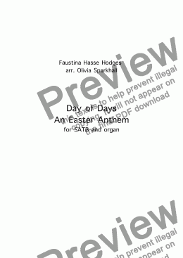 page one of Day of Days by Faustina Hasse Hodges, arr. Olivia Sparkhall