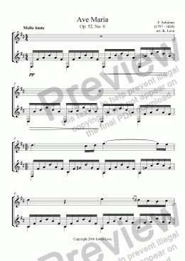 page one of Ave Maria, D Major (Flute and Guitar)