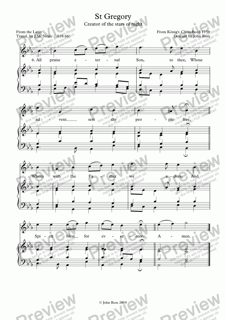 page one of St Gregory (Creator of the stars of night) - Descant