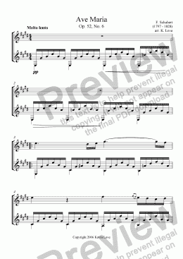 page one of Ave Maria, E Major (Violin and Guitar)