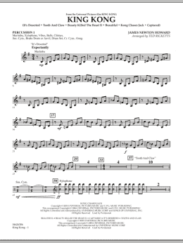 page one of King Kong - Percussion 1 (Orchestra)