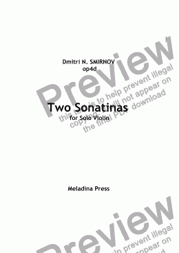 page one of 2 SONATINAS for solo violin op4d