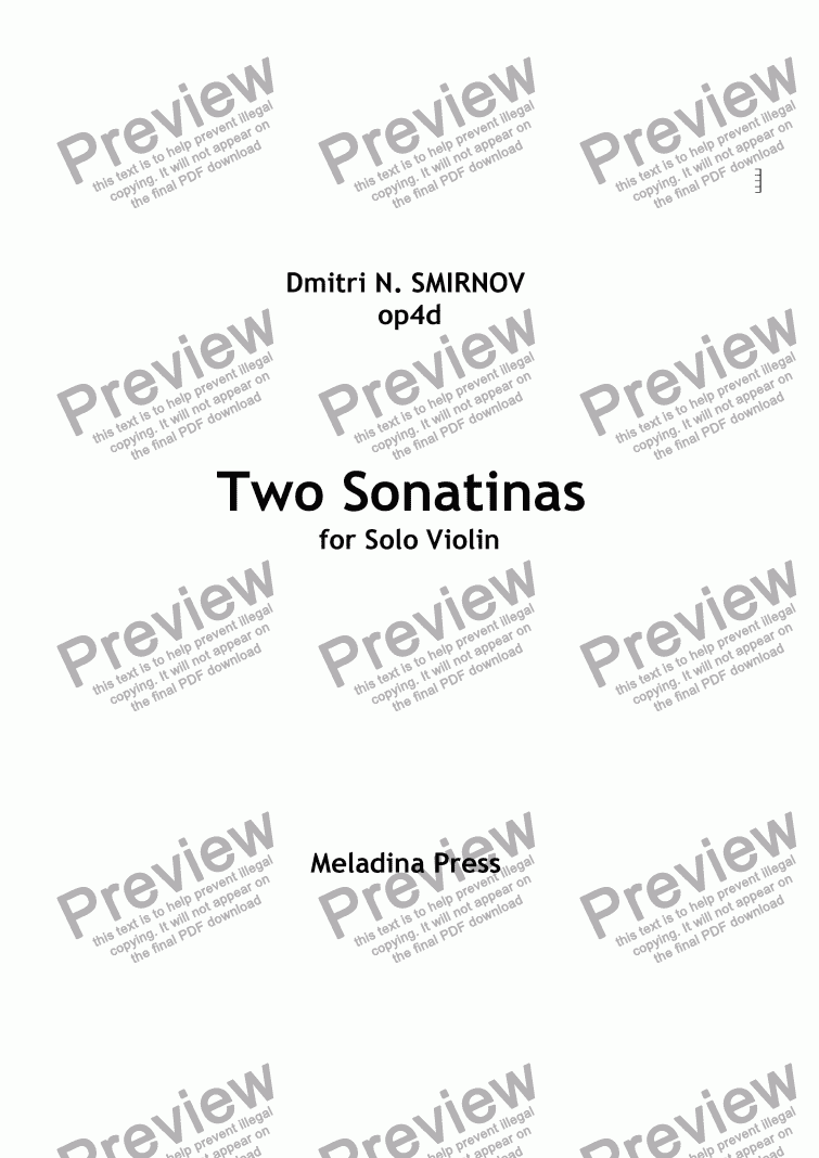 page one of 2 SONATINAS for solo violin op4d
