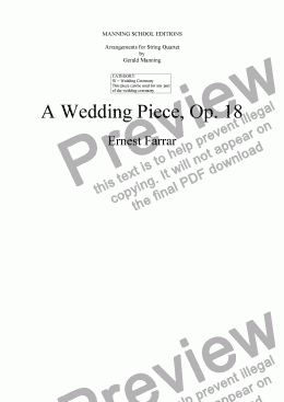 page one of FARRAR, E. - A Wedding Piece, Op. 18 - arr. for String Quartet by Gerald Manning