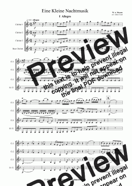 page one of Eine Kleine Nachtmusik - Mov.1 (Clarinet Quartet)