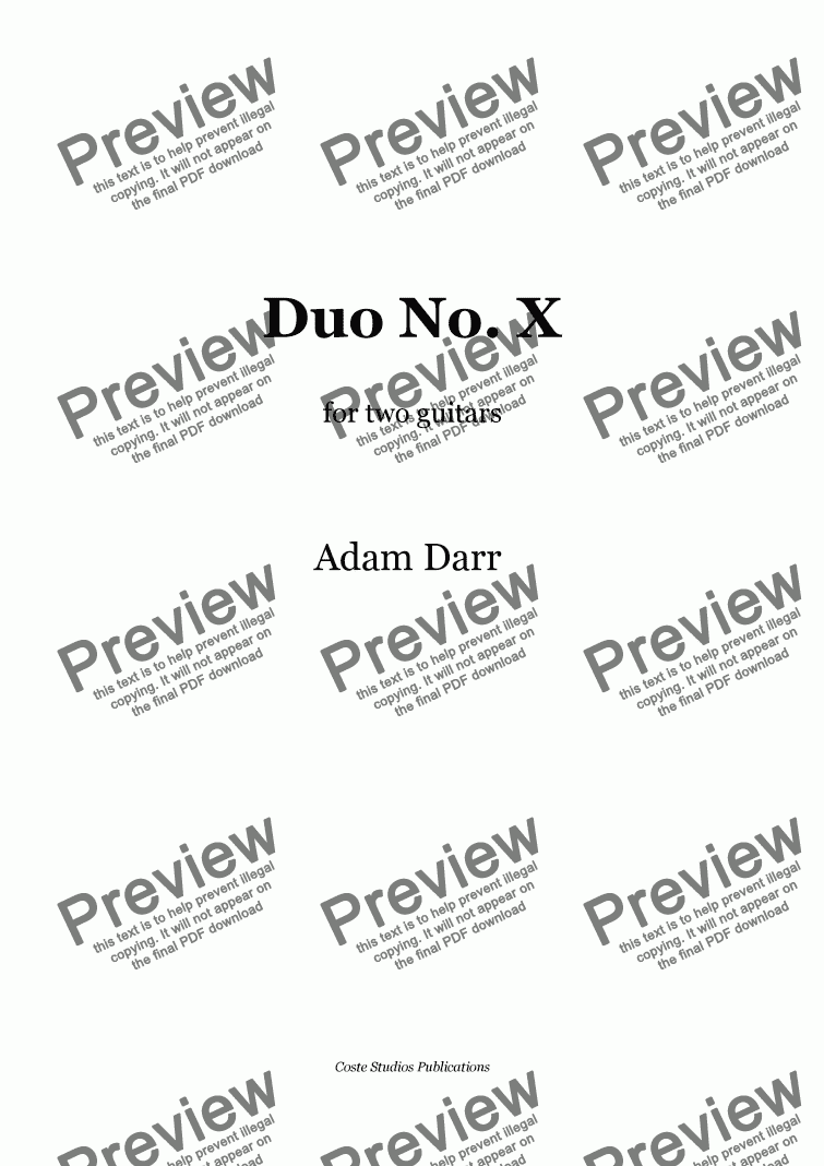 page one of Duo No. X