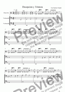 page one of Decepcion y tristeza (for two cellos)