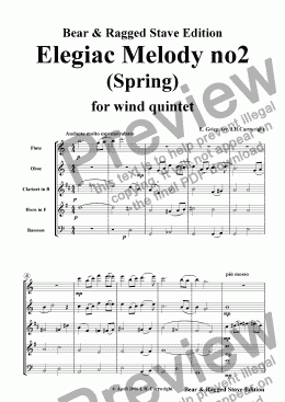 page one of Elegiac melody no.2 (Spring) for wind quintet