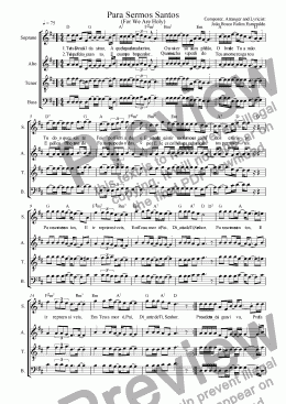 page one of Para Sermos Santos - Coral (S� Vozes - Only Voices)