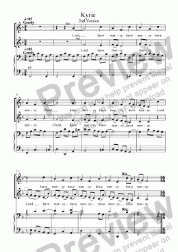 page one of Mass No.2 for 2 part choir