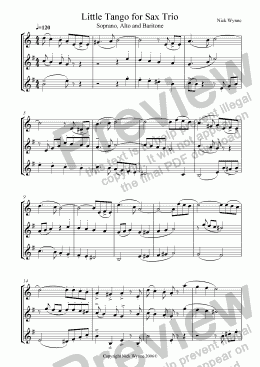 page one of Little Tango Verdadero for Sax Trio