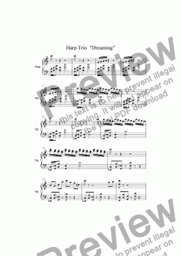 page one of Dreaming  Harp trio