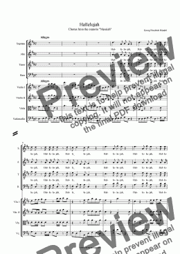 page one of Hallelujah - chorus from "Messiah", Choir SATB  and string quartet