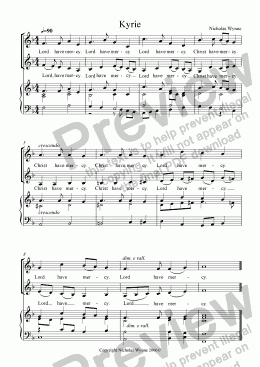 page one of Mass No.1 for 2 part Choir